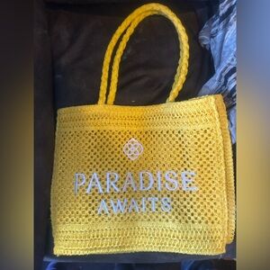 Kendra Scott x Sunlife Organics Yellow Paradise Awaits Tote Bag.